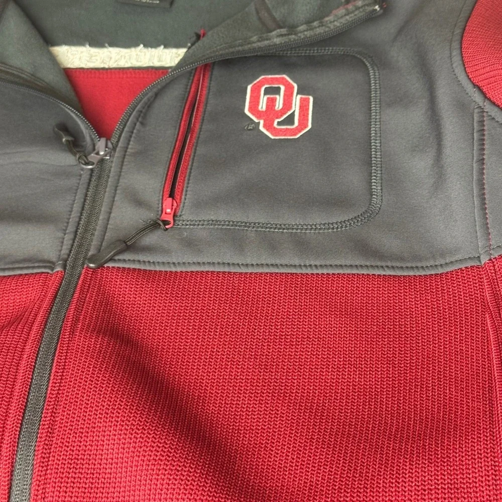 Colosseum Oklahoma Sooners‎ Mens XL Full Zip Hoodie Jacket Grey Maroon OU Fleece